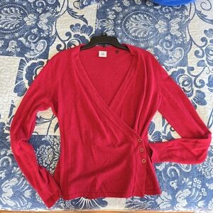 Cabi Bright Red Angora Blend Ballet Wrap Sweater